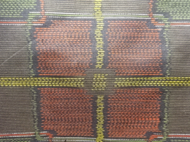 JAPANESE KIMONO / ANTIQUE KIMONO / SILK / DORO OSHIMA TSUMUGI / WOVEN ABSTRACT GRID